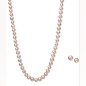 Macy's Pink Cultured Freshwater Pearl (6mm) Necklace In 925 SS NWT✨️